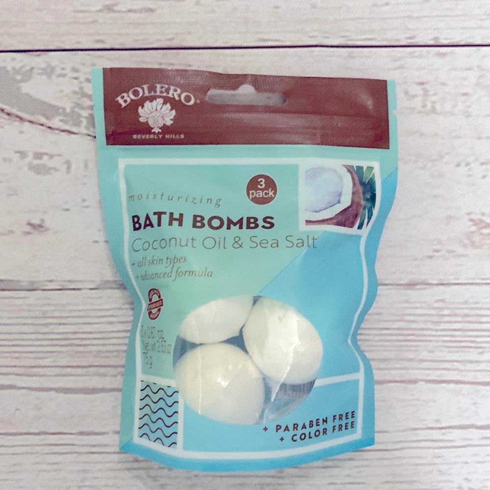 New in Package Bolero Bath Bombs Coconut Oil & Sea Salt 3 Pack